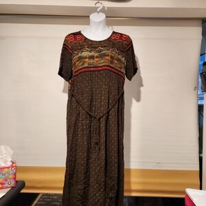 Chic Brown Patterned Maxi Dress